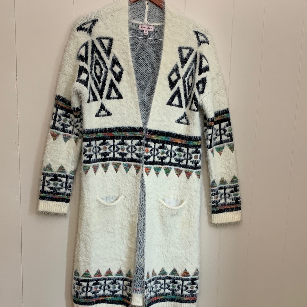 Aztec Western Indie Cardigan Duster Sweater No Wool Medium